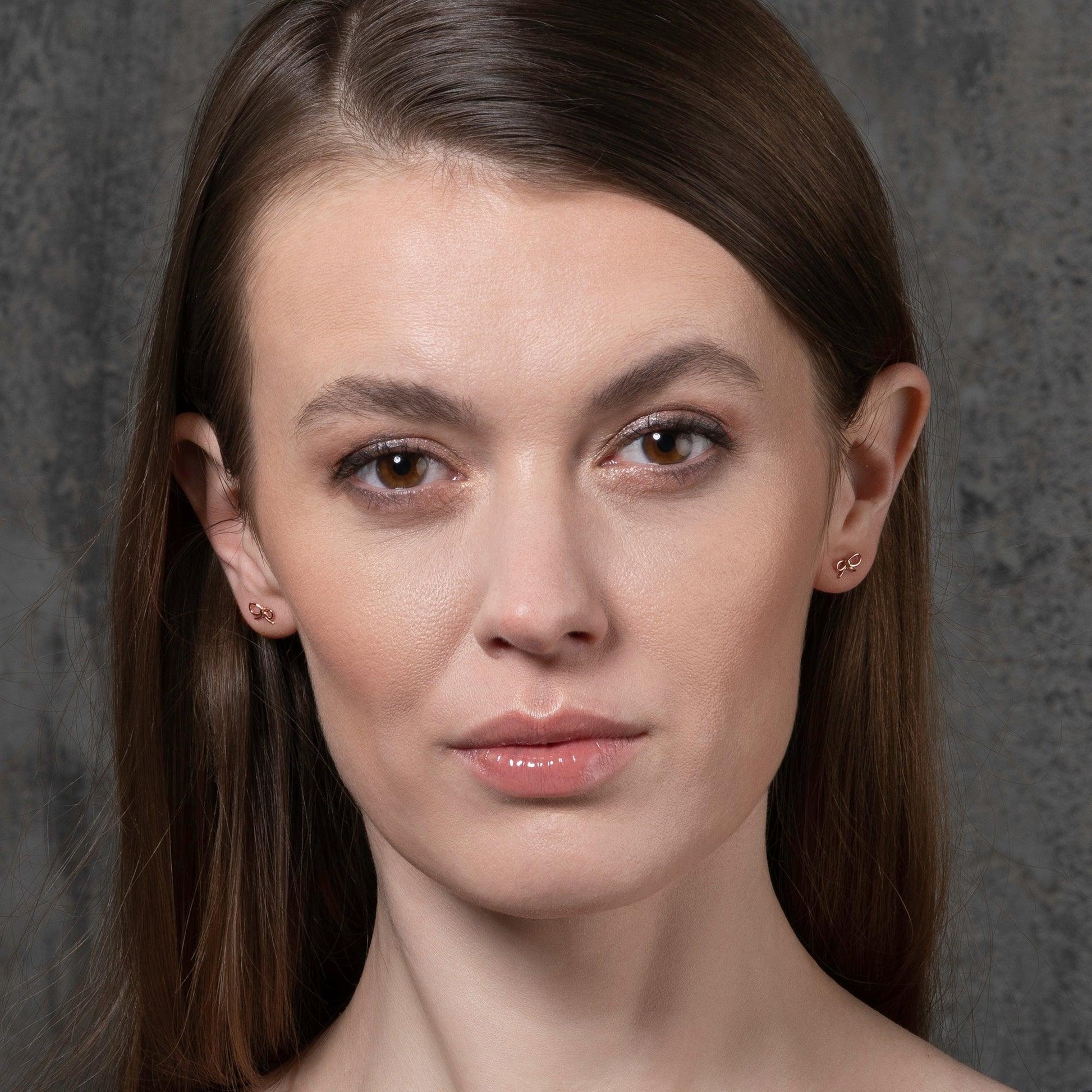 Dainty Rose Gold Bow Stud Earrings for Women - namana.london