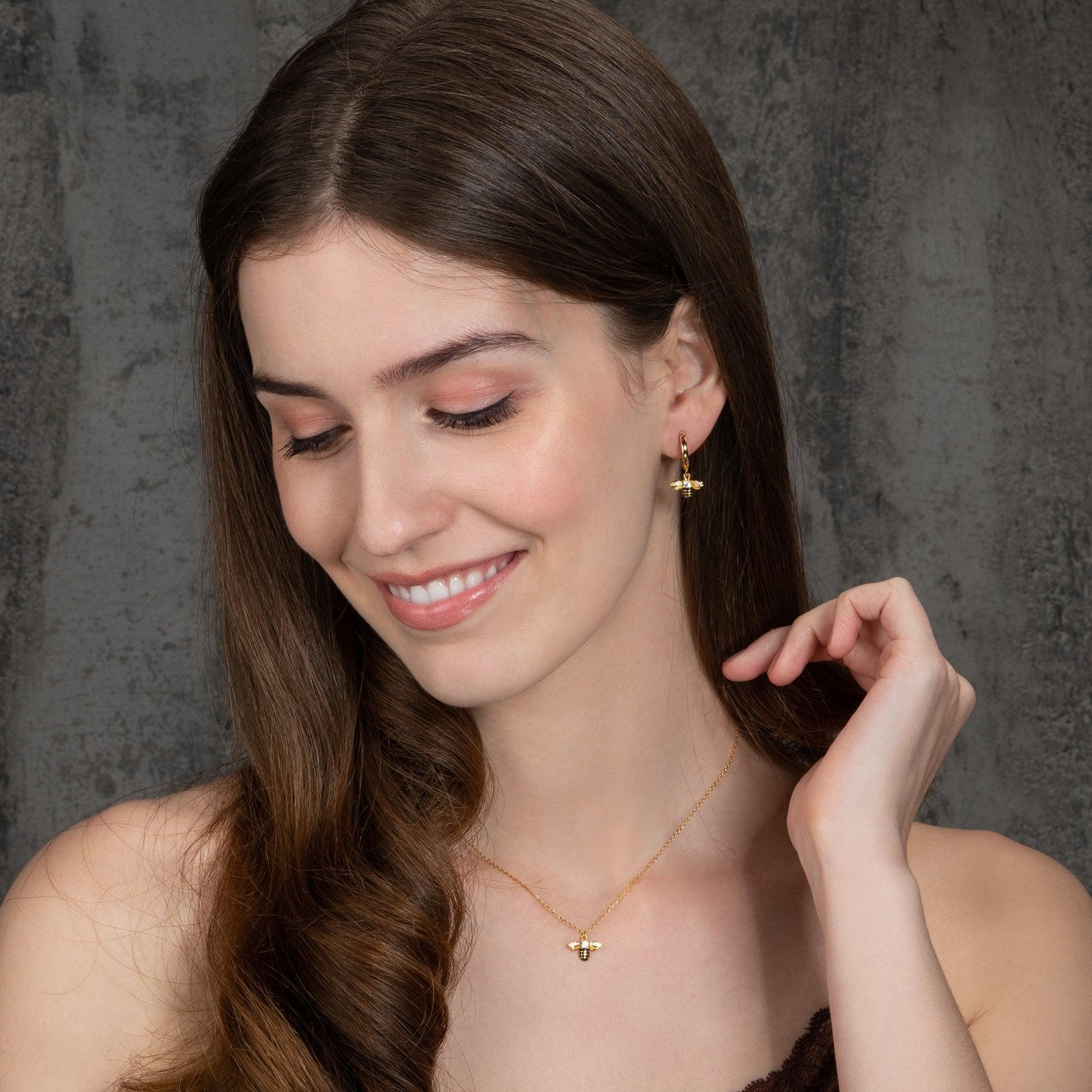 Gold Bumble Bee Hoop Earrings for Women - namana.london