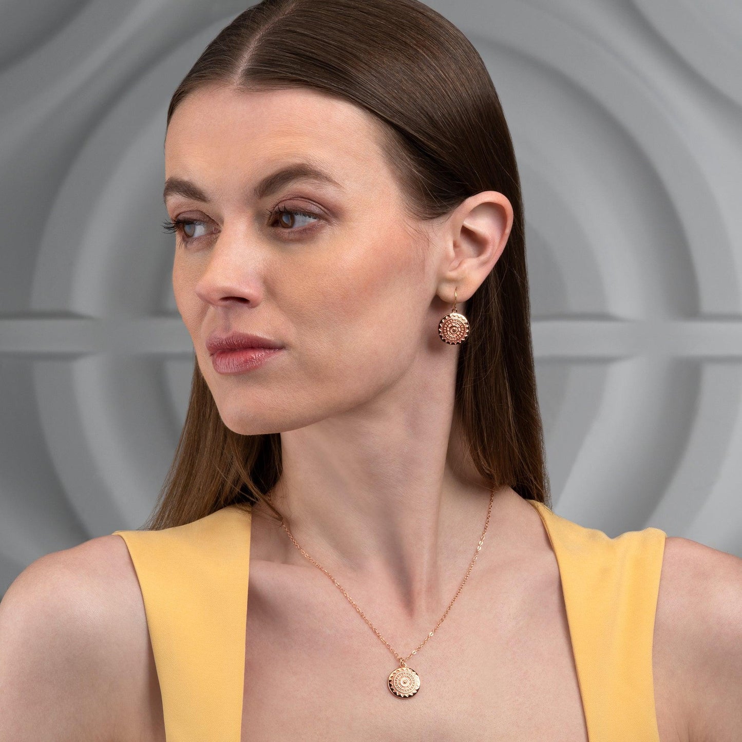 Dainty Rose Gold Mandala Pendant Necklace for Women - namana.london