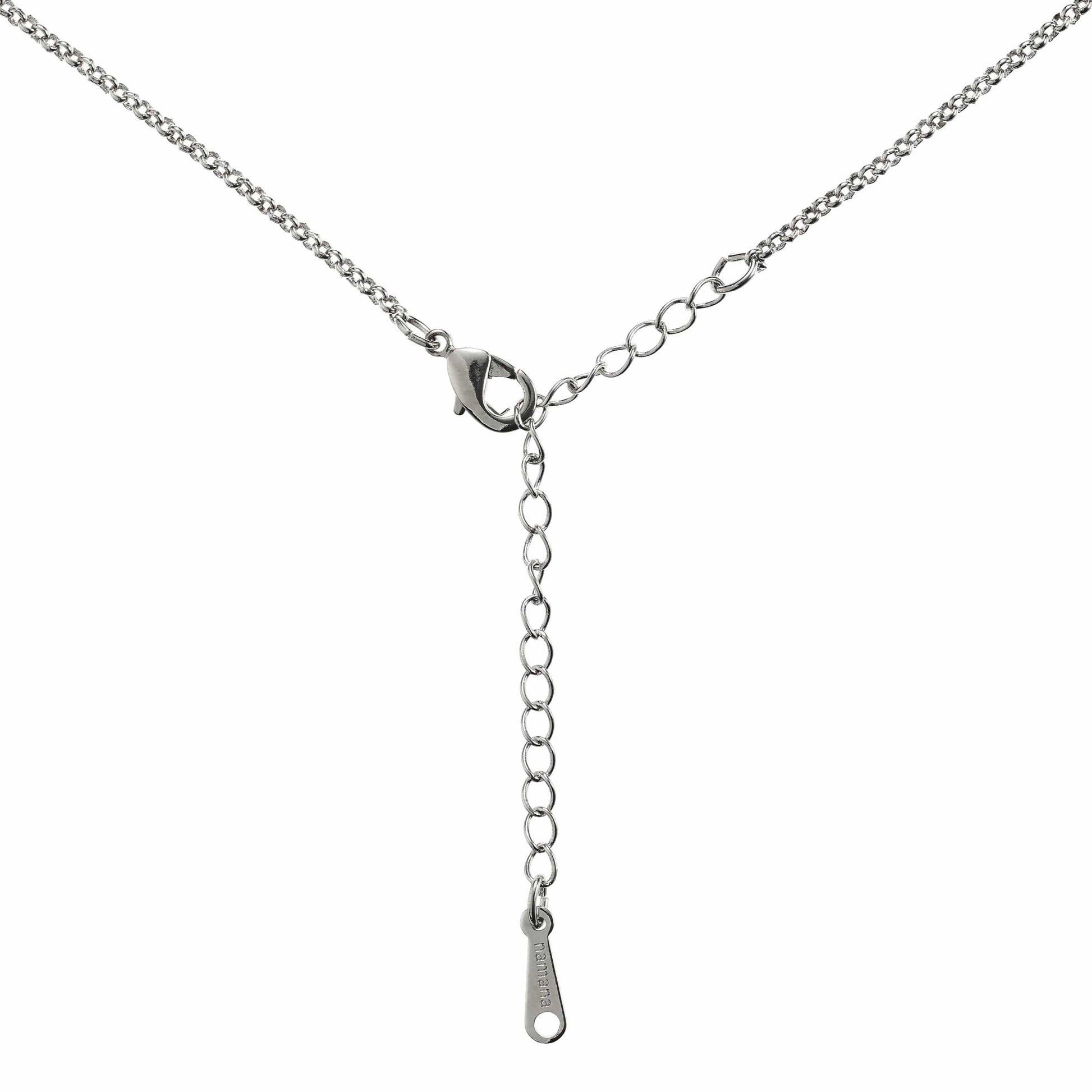 Double Drop Pendant Necklace with a Red Cubic Zirconia Gemstone - namana.london