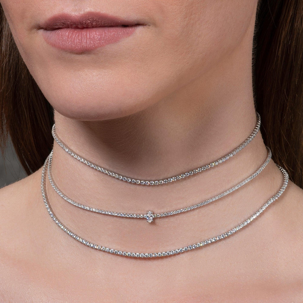 Virus gear Avenue Sterling Silver Choker Necklace for Women with Cubic Zirconia Stones –  namana.london