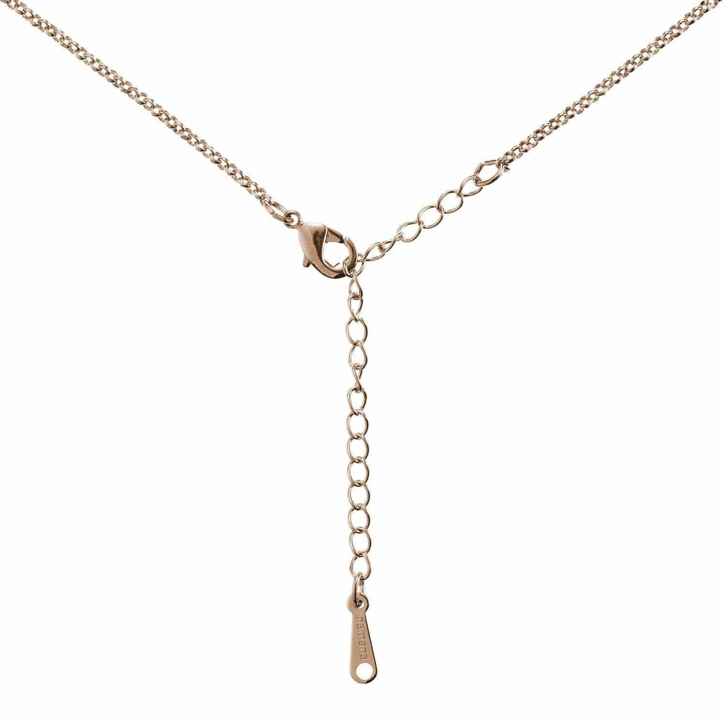 Rose Gold Halo Pendant Necklace with a Red Cubic Zirconia Stone - namana.london