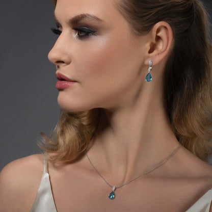 Sterling Silver Light Blue Drop Earrings for Women - namana.london