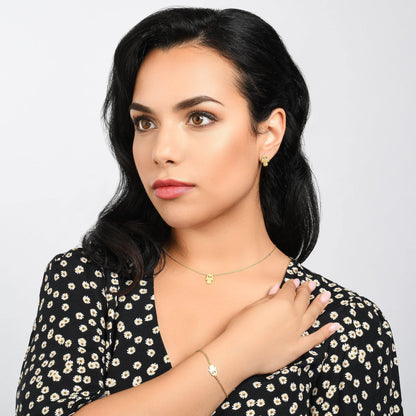 Gold Hamsa Pendant Necklace. Brushed Finish Lucky Charm Necklace. - namana.london