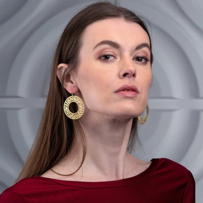 Large Gold Zebra Cut Dangle Earrings for Women - namana.london