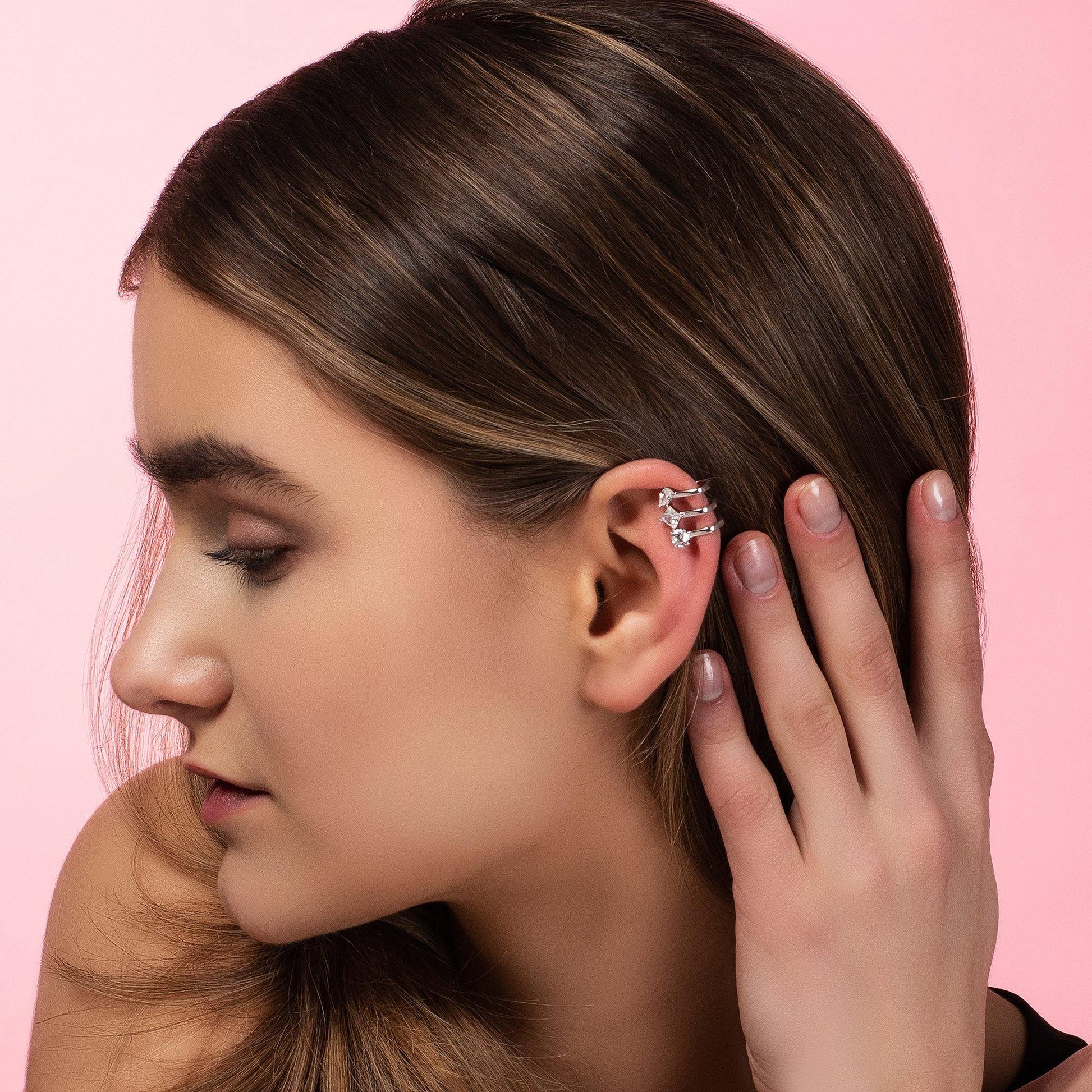 Ear Cuffs with Cubic Zirconia Stones - namana.london