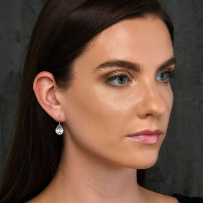 925 Sterling Silver Leverback Cubic Zirconia Drop Earrings - namana.london