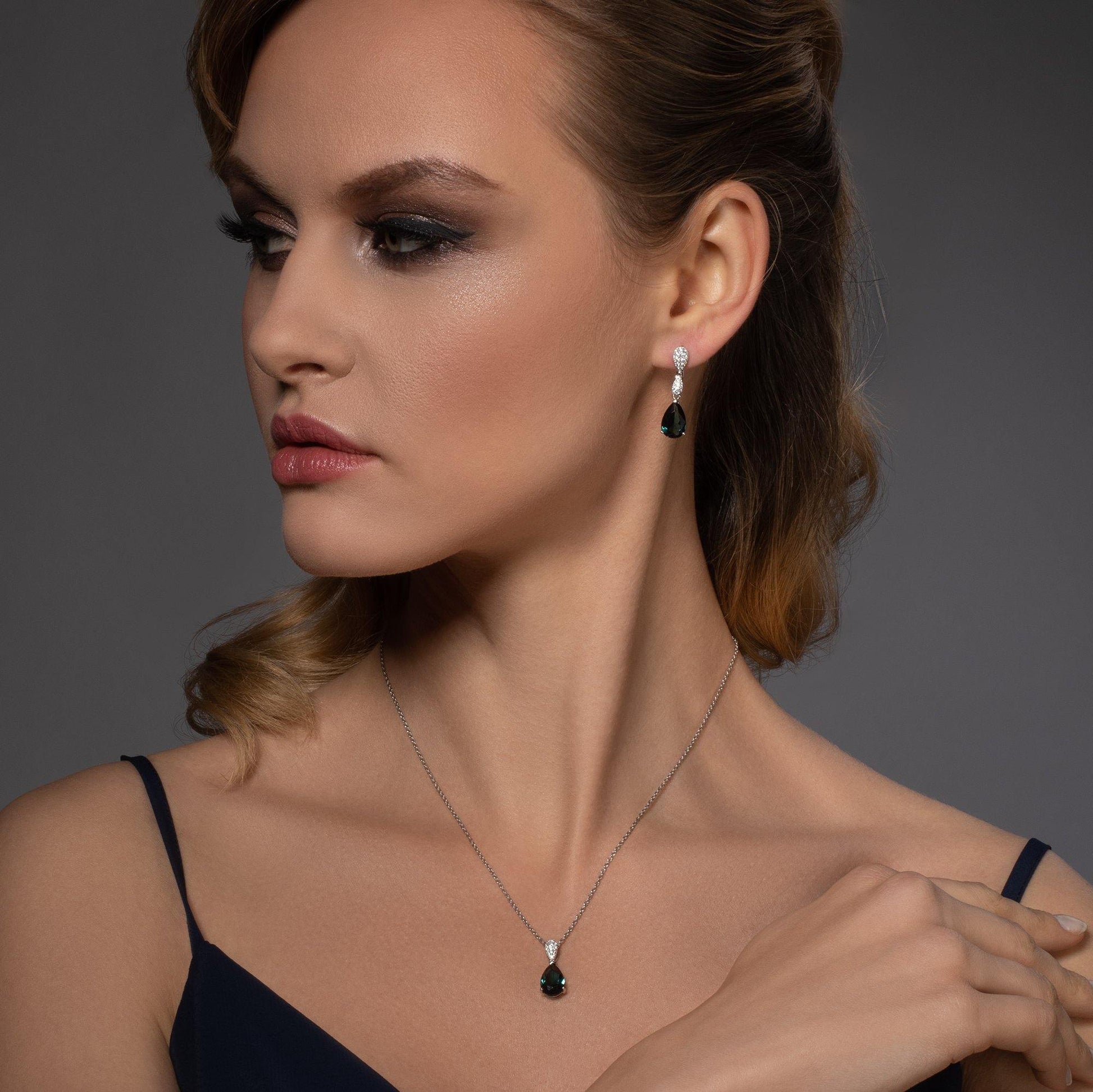 Sterling Silver Dark Blue Drop Earrings for Women - namana.london