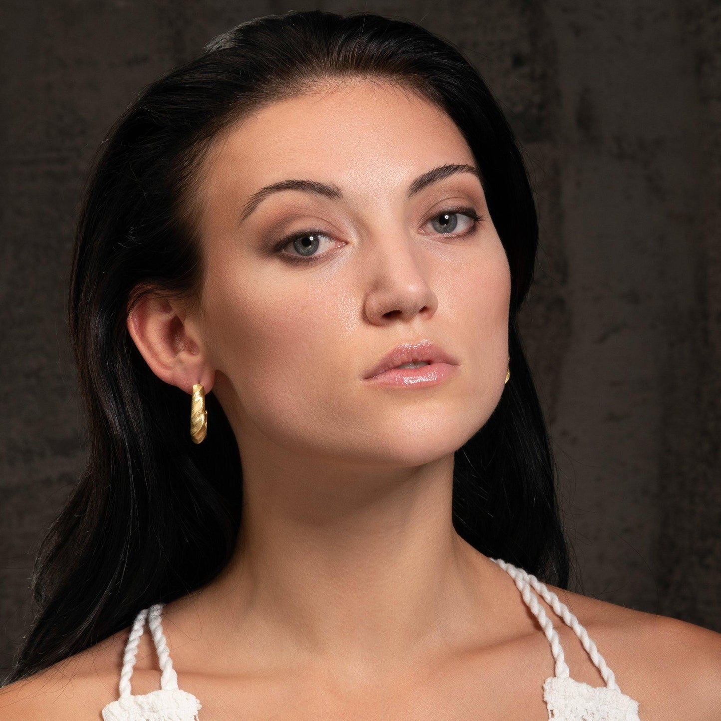 Gold Plated Large Twisted Hoop Earrings for Women - namana.london