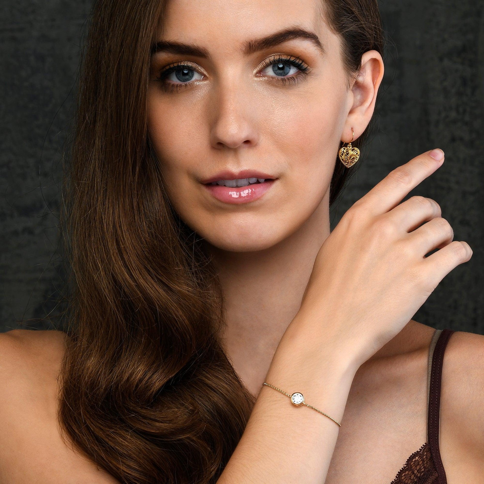 Adjustable Gold Plated Bezel Set Cubic Zirconia Bracelet for Women - namana.london