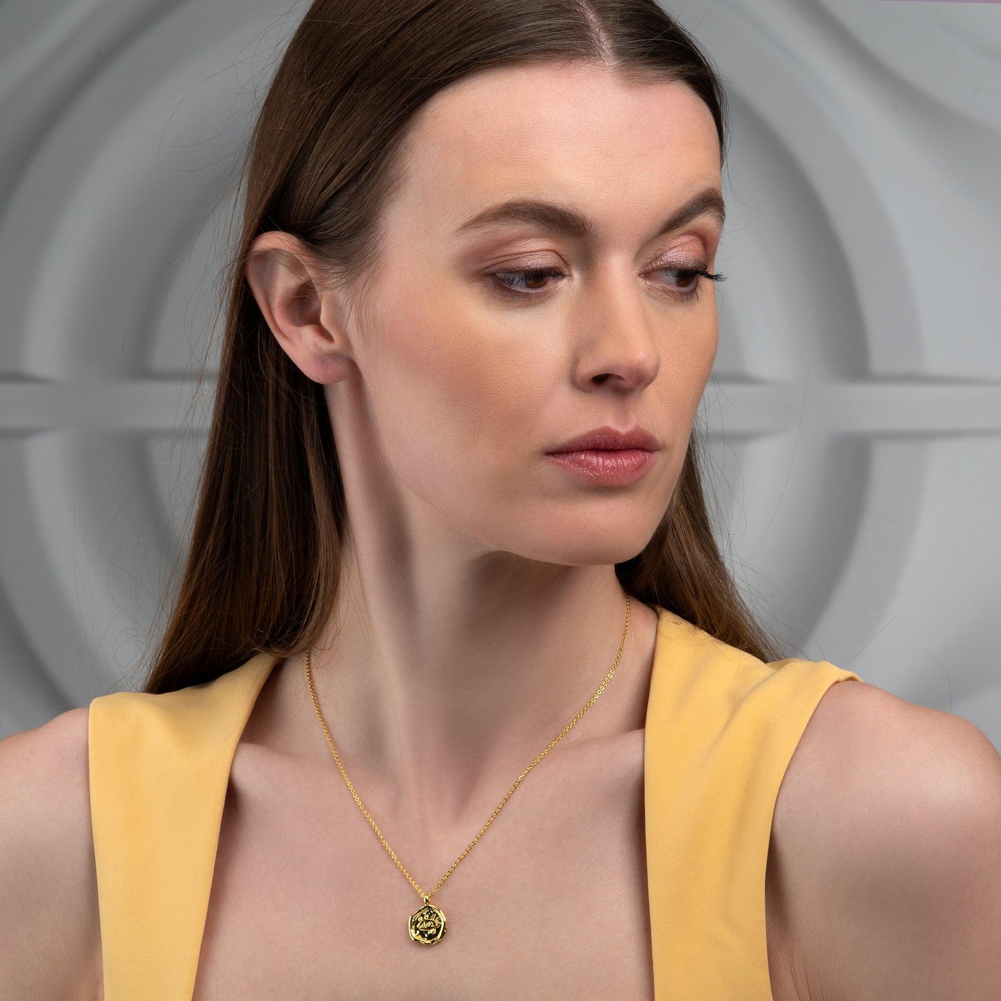 Gold Plated Organic Evil Eye Pendant Necklace for Women - namana.london