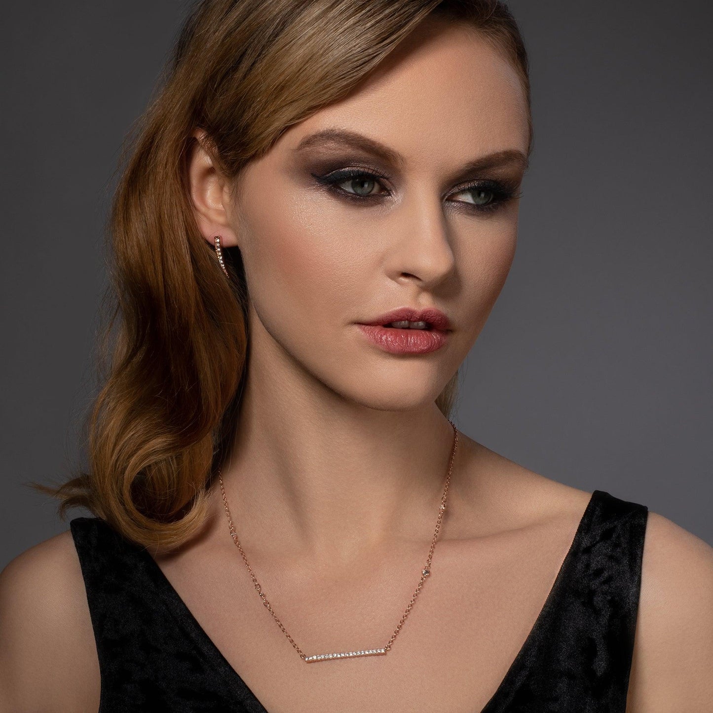Rose Gold Spear Earrings Set with Cubic Zirconia - namana.london