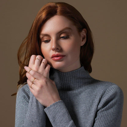Dainty Gold Triangle Ring for Women with Cubic Zirconia. - namana.london