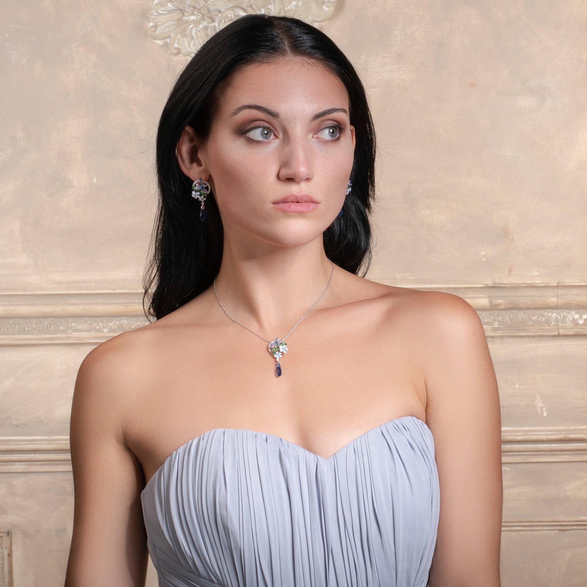 Sterling Silver Blue Dragonfly Necklace for Women - namana.london