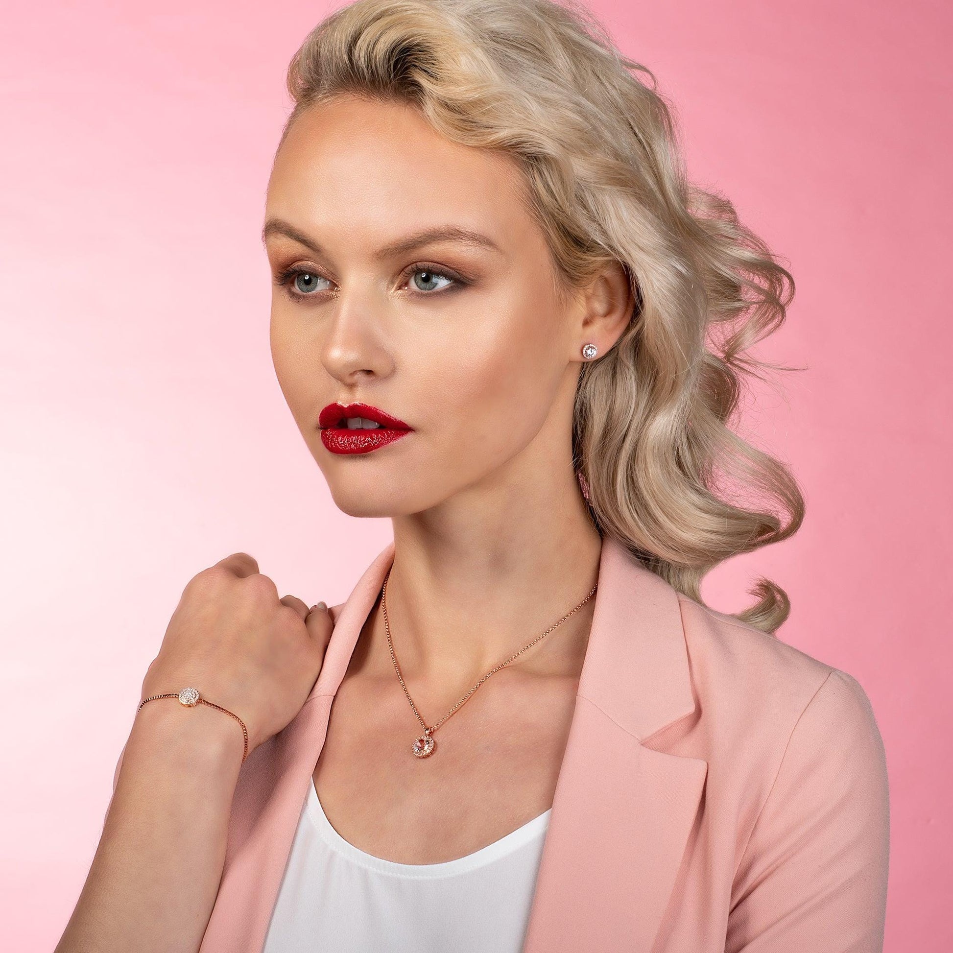 Rose Gold Celestial Disc Bracelet with Cubic Zirconia - namana.london