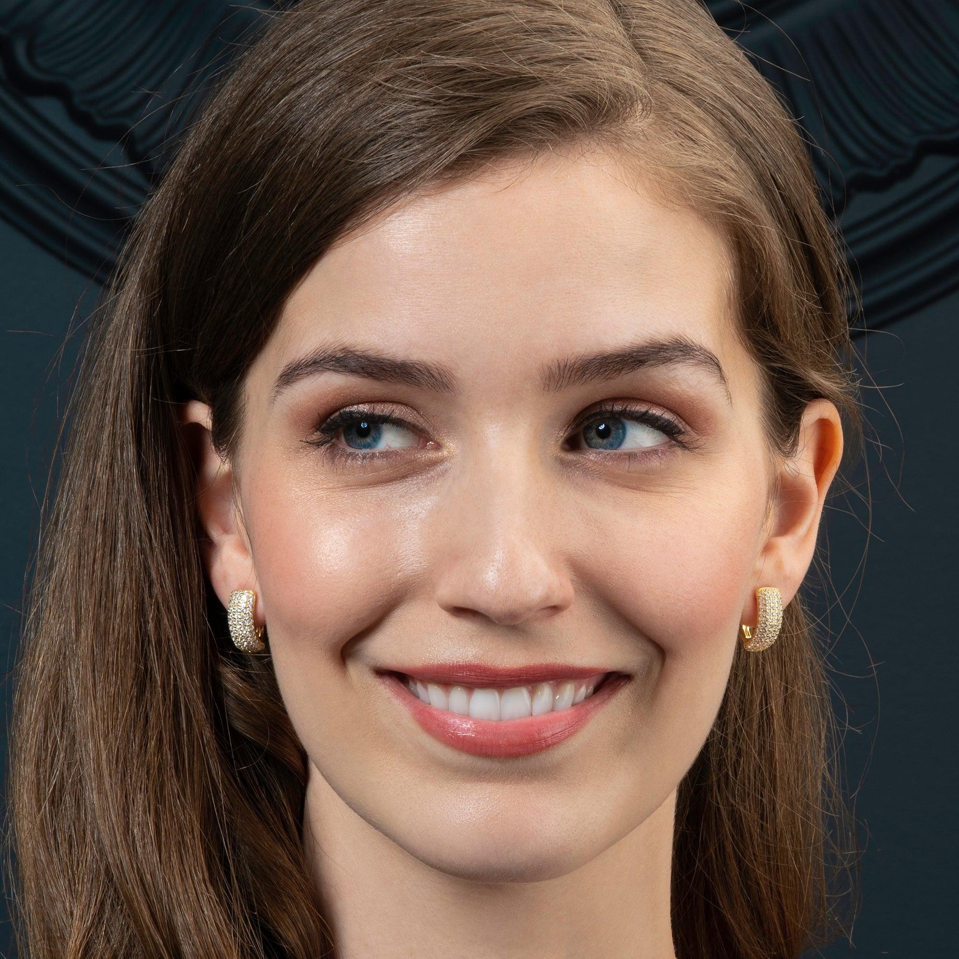 Gold Pave Hoop Earrings for Women - namana.london