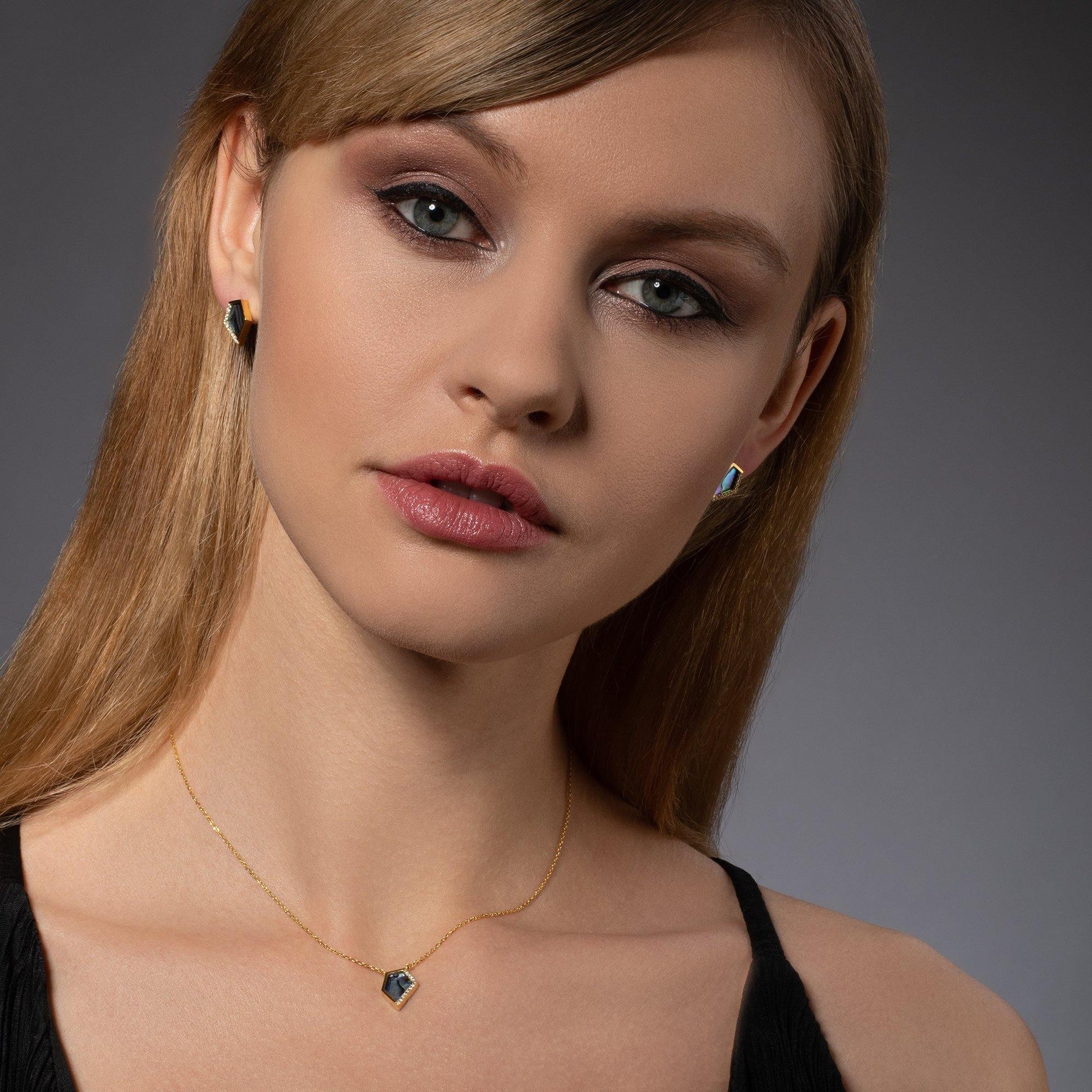 Abalone Shell Gold Stud Earrings for Women - namana.london