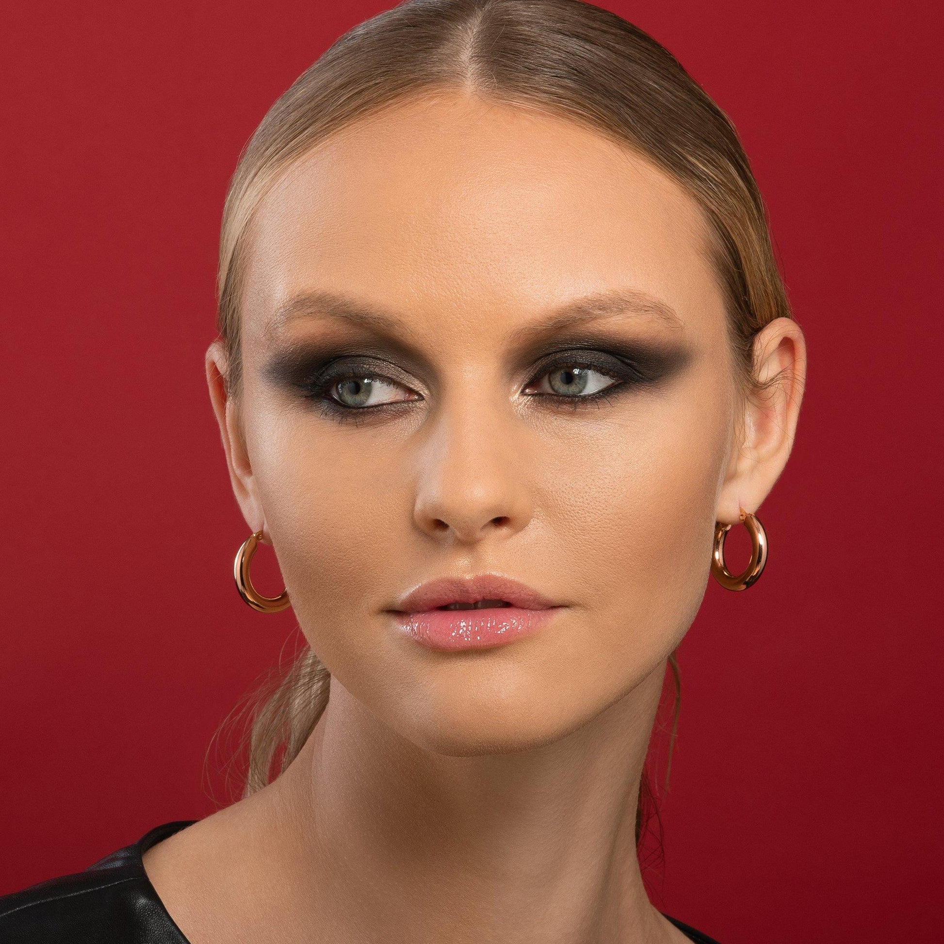Chunky Rose Gold Hoop Earrings for Women - namana.london