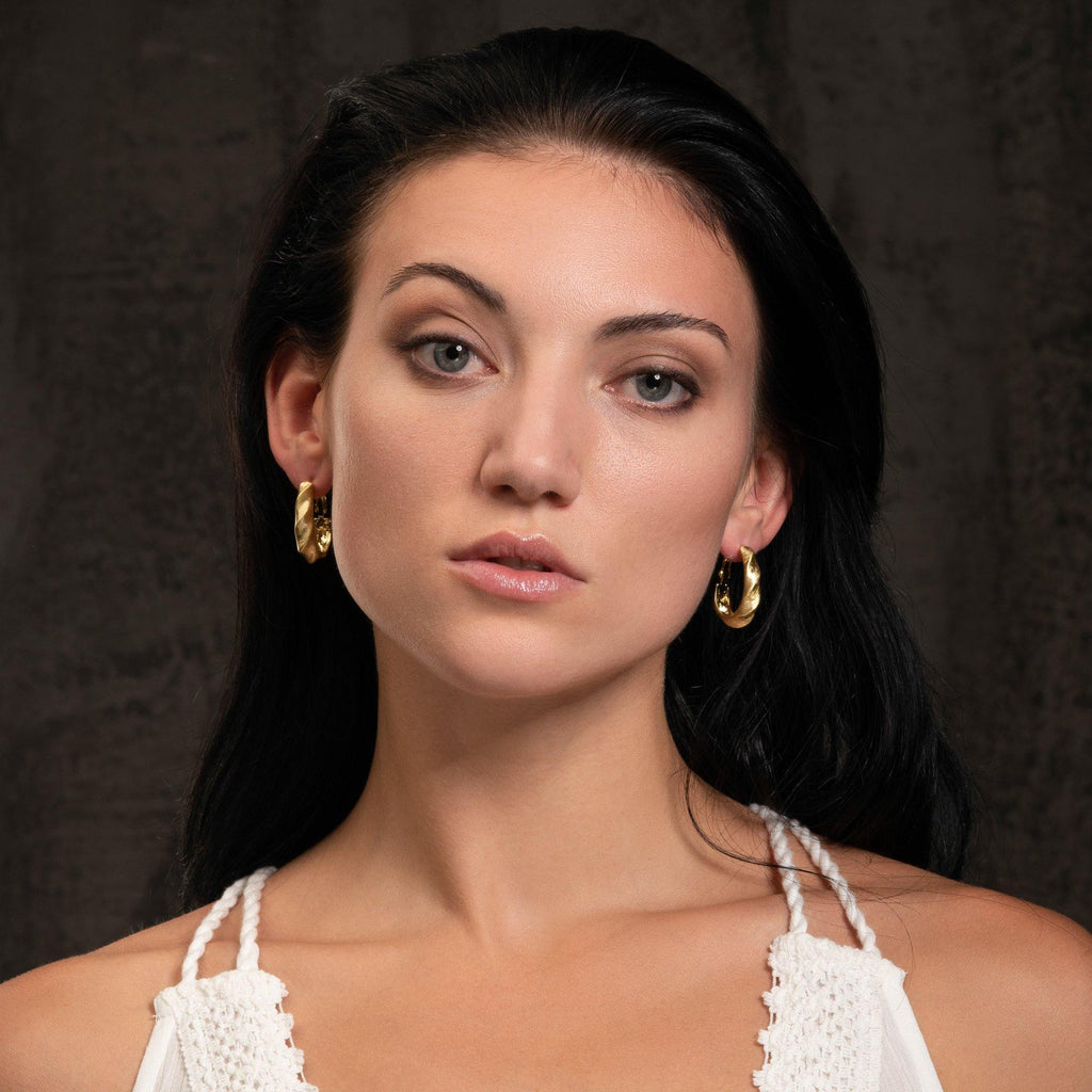 Gold Plated Large Twisted Hoop Earrings for Women - namana.london