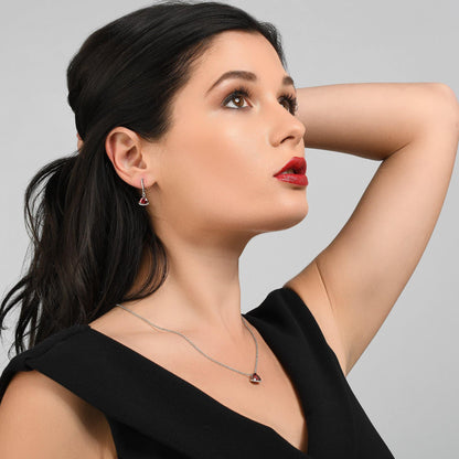 Triangle Red Drop Earrings for Women - namana.london