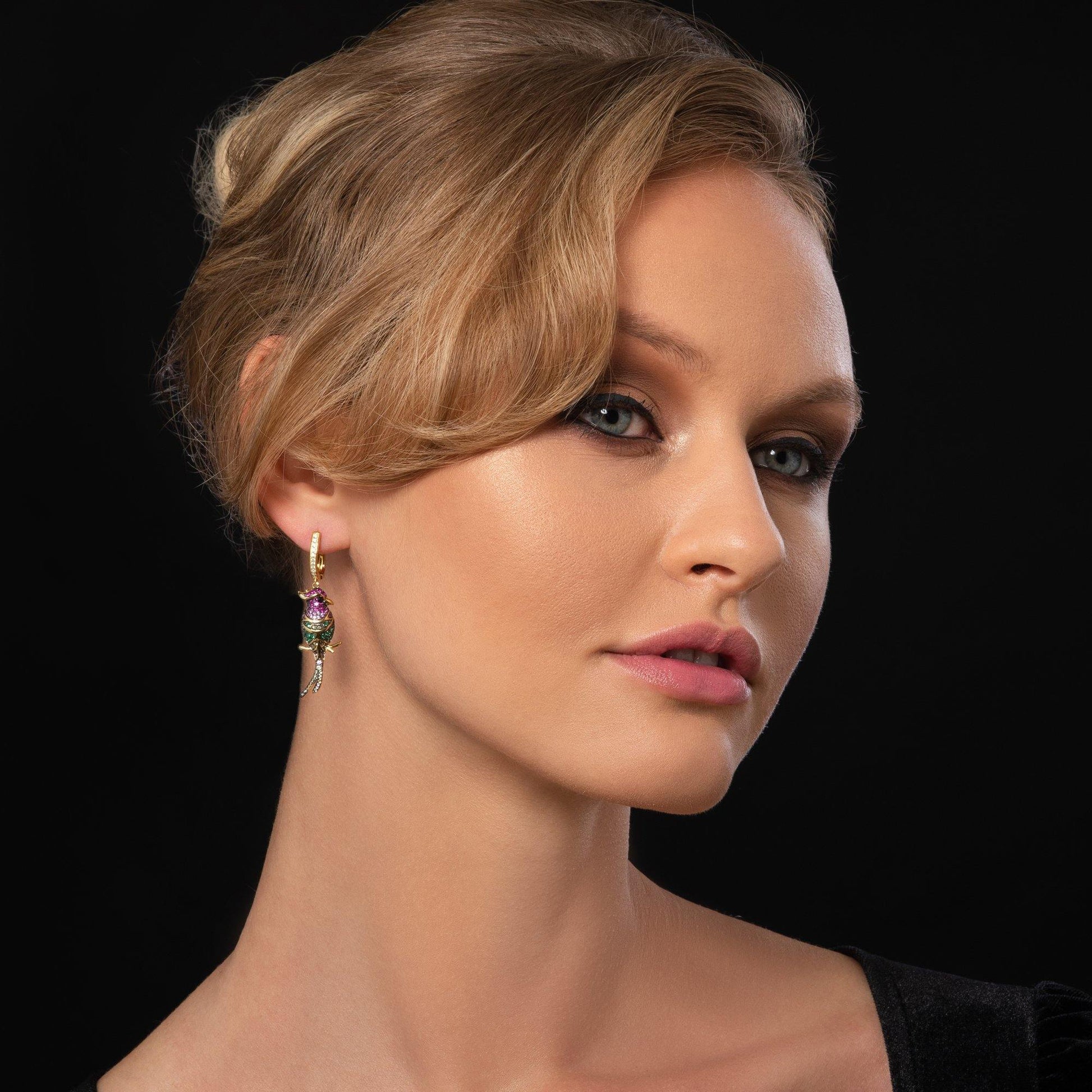 Gold Plated Sterling Silver Parrot Earrings for Women - namana.london