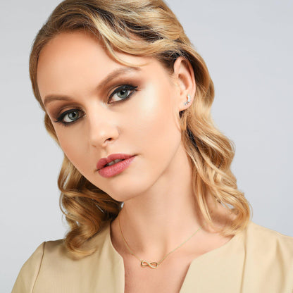 Gold Infinity Necklace for Women with Cubic Zirconia - namana.london