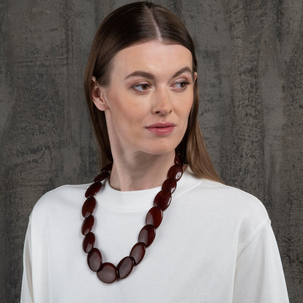 Long Brown Chunky Statement Necklace for Women