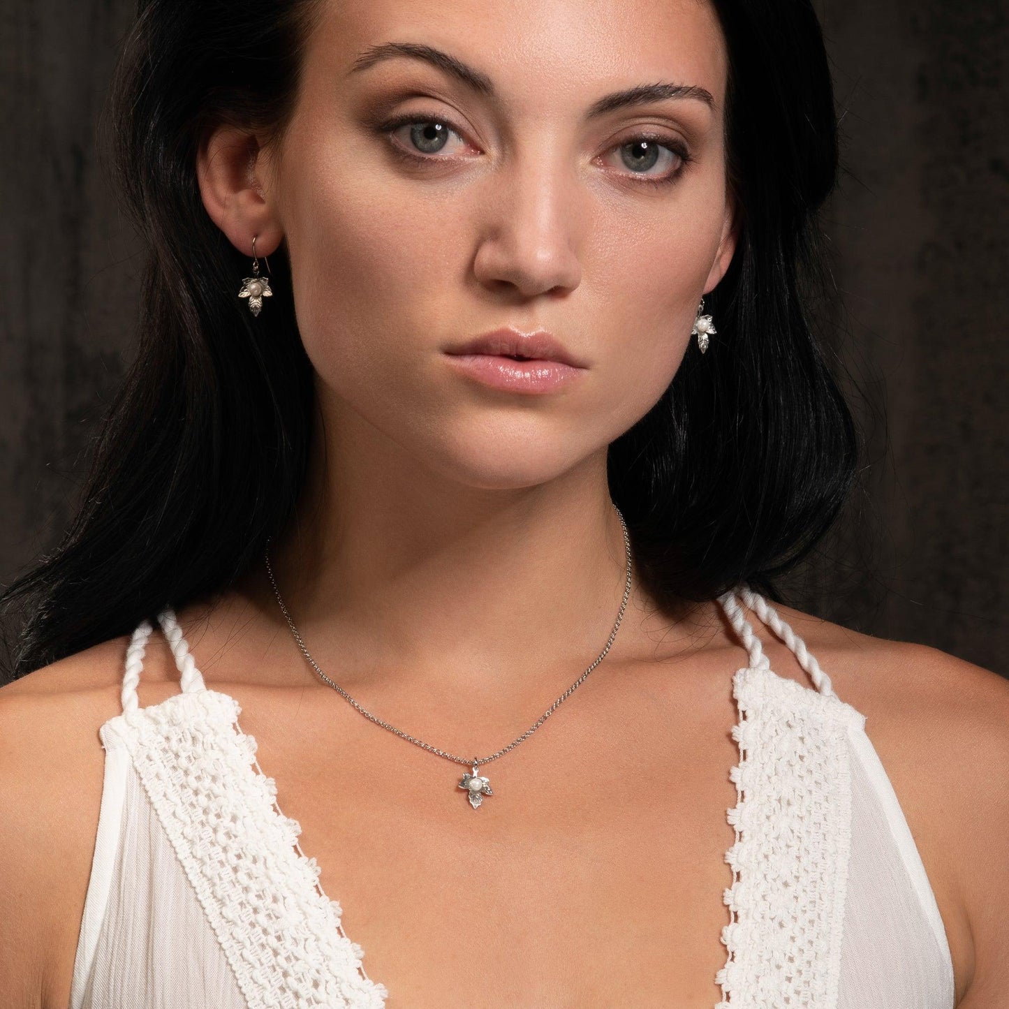 Cute Dainty Leaf Pearl Drop Earrings for Women - namana.london