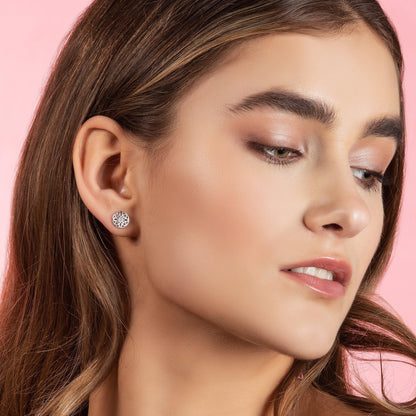 Mandala Disc Stud Earrings with Brushed Finish - namana.london