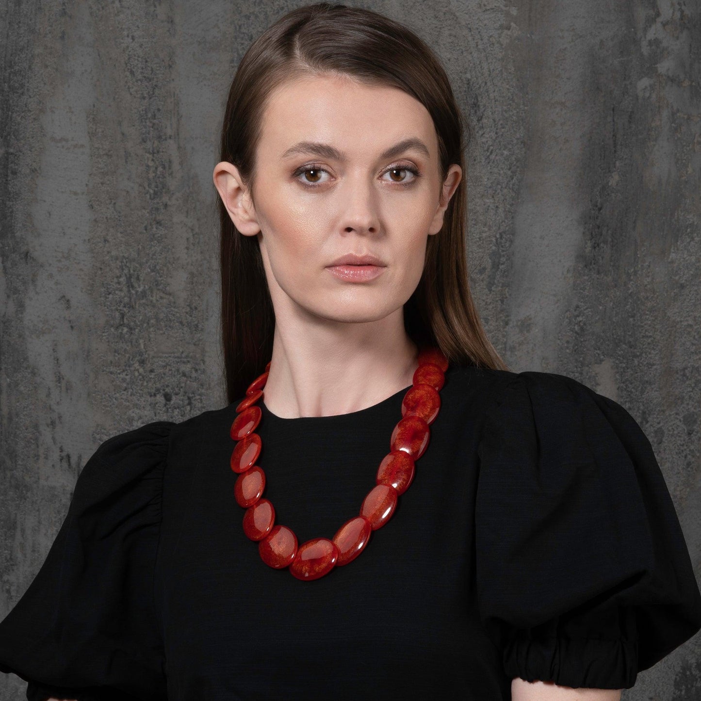 Long Red Chunky Statement Necklace for Women - namana.london