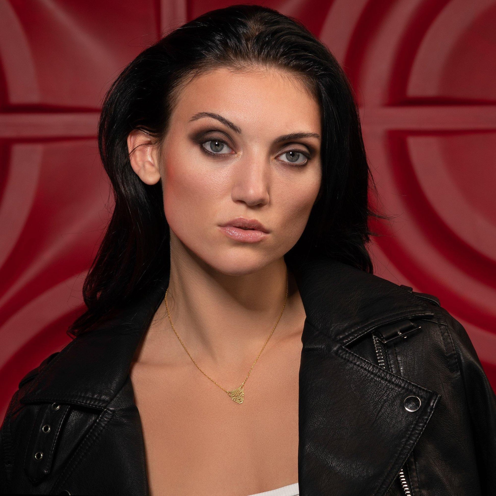 Gold Panther Pendant Necklace with Brushed Finish - namana.london