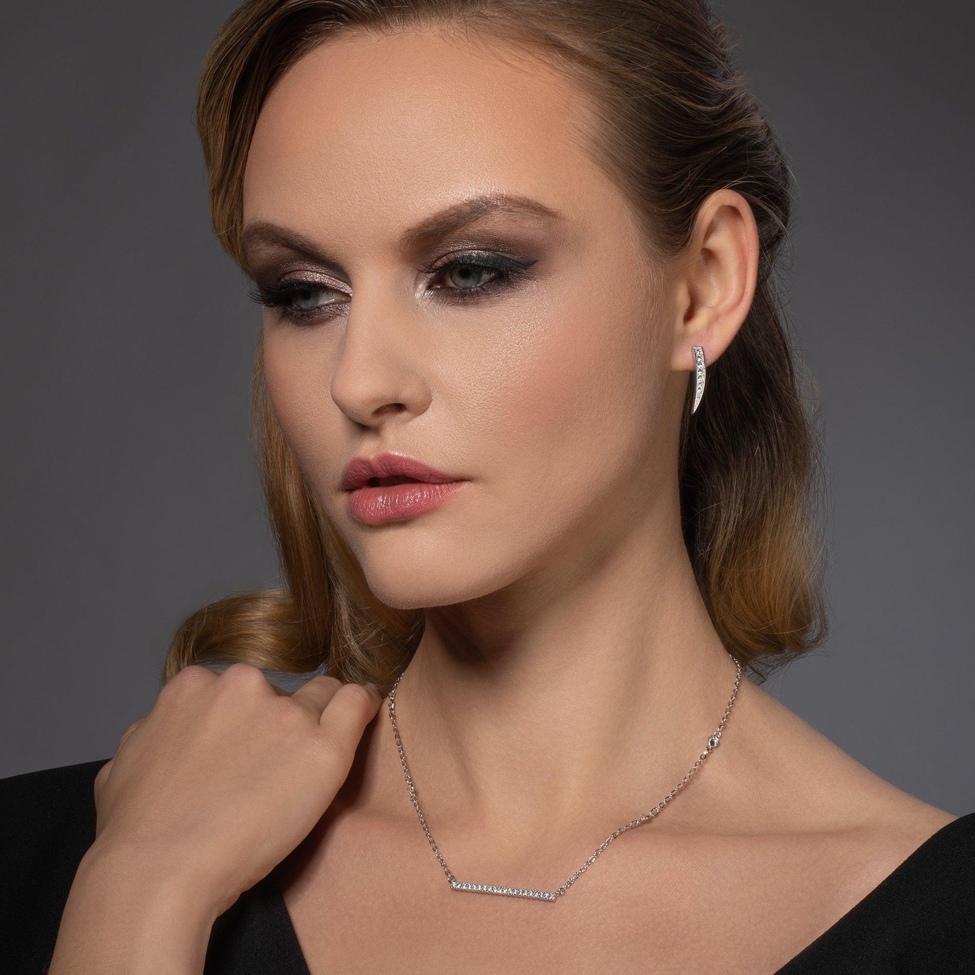 Spear Earrings with Cubic Zirconia - namana.london