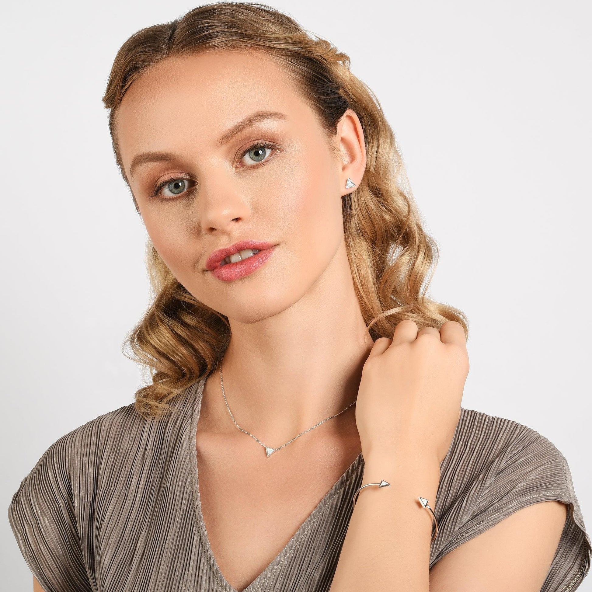 Triangle Opal Pendant Necklace - namana.london