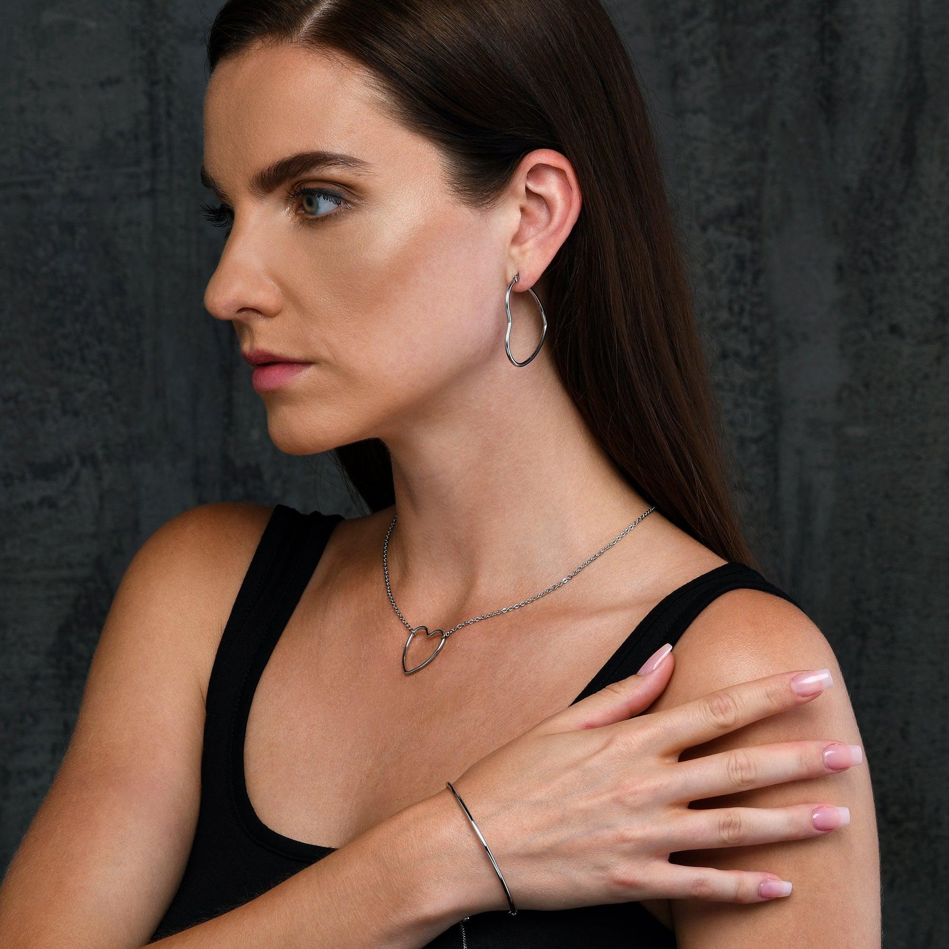 Large Heart Hoop Earrings for Women - namana.london