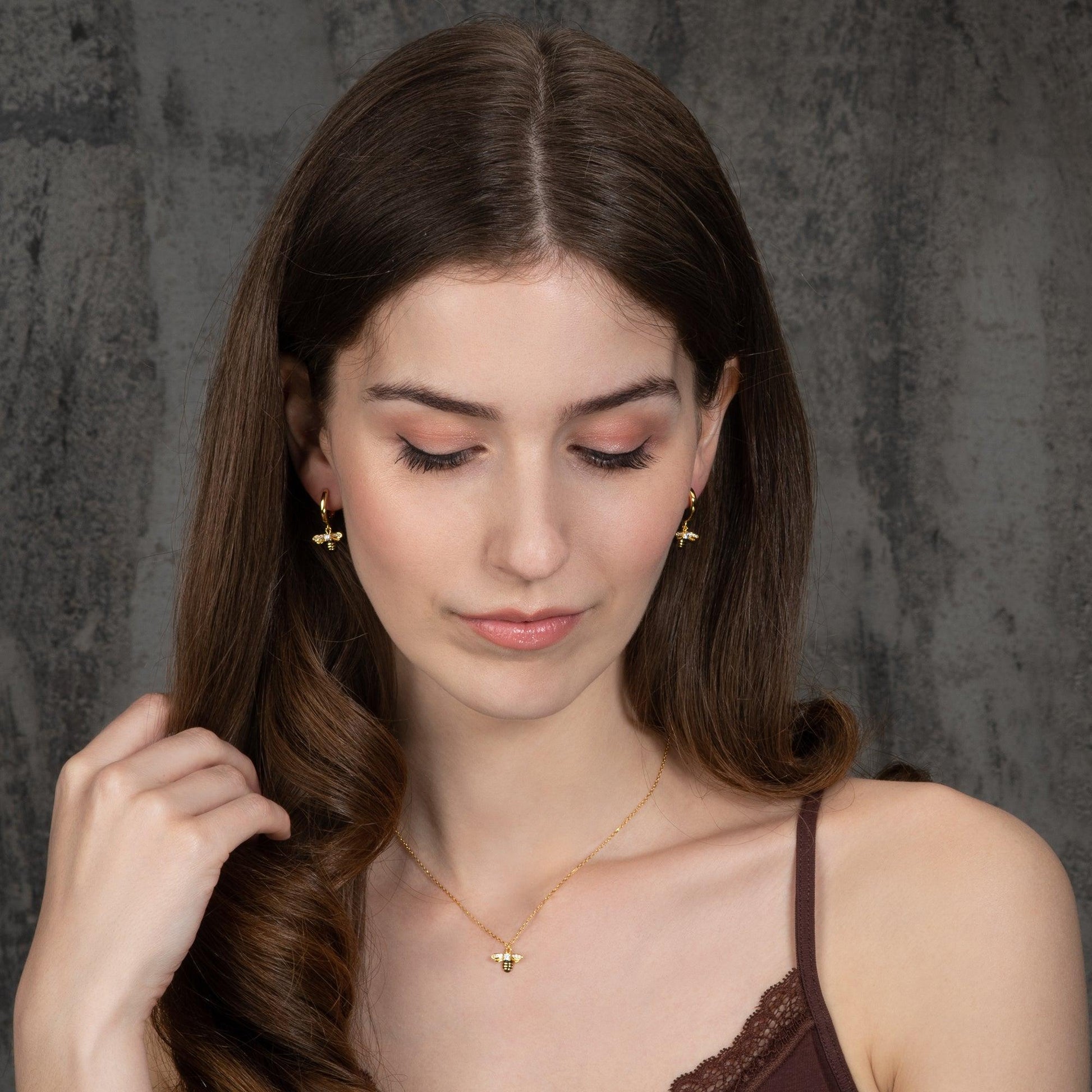 Gold Bumble Bee Hoop Earrings for Women - namana.london