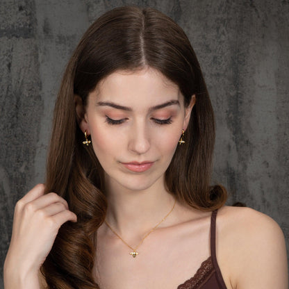 Gold Bumble Bee Hoop Earrings for Women - namana.london