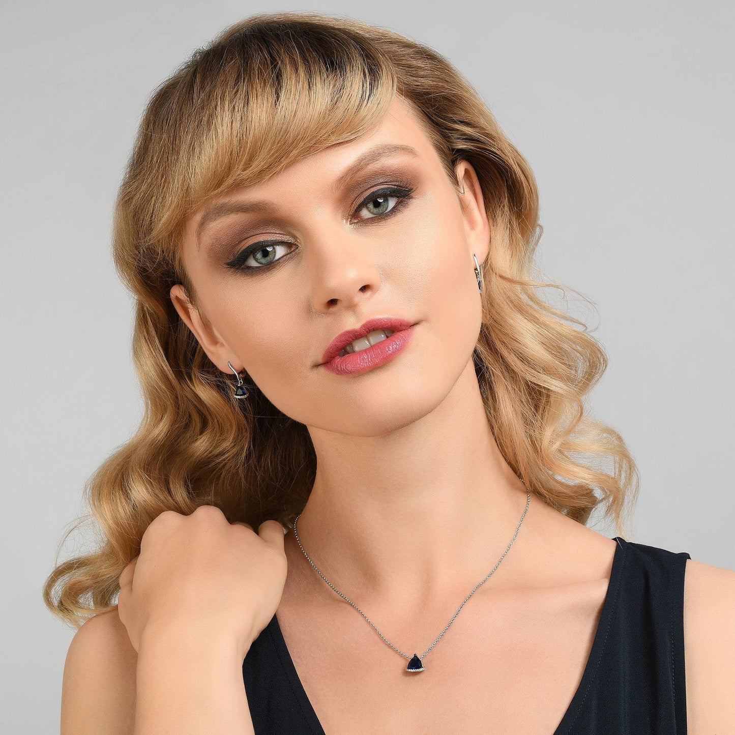 Triangle Blue Pendant Necklace for Women - namana.london