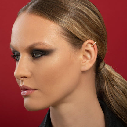 Pair of Gold Ear Cuffs with Cubic Zirconia Stones - namana.london