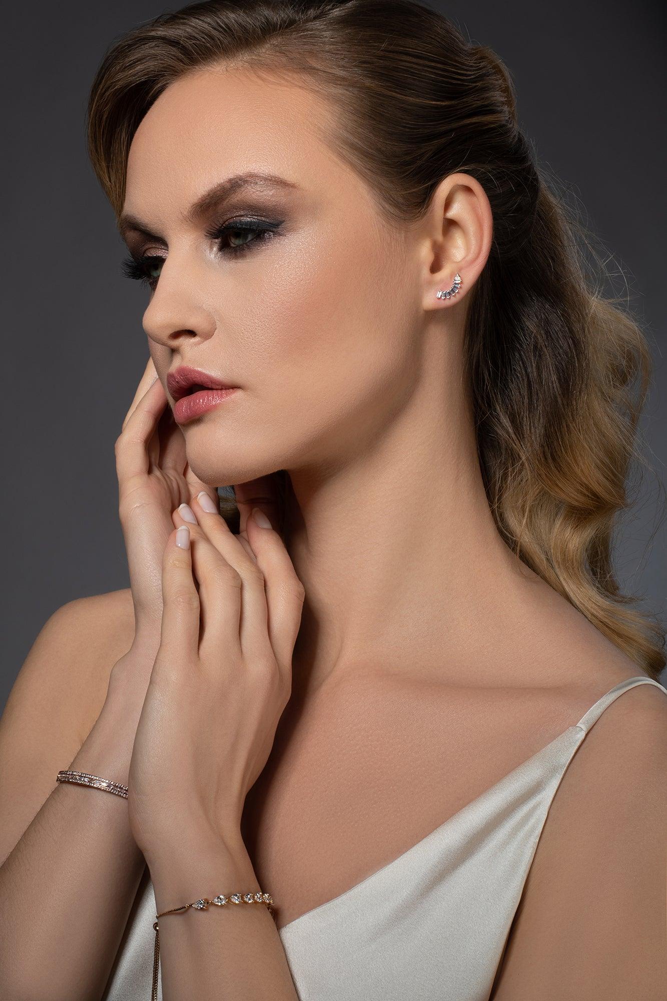 Adjustable Gold Bracelet with Pear Shaped Cubic Zirconia - namana.london