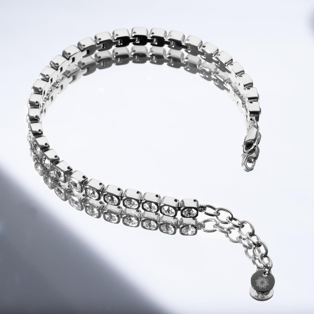 Stainless Steel Tennis Bracelet with Swarovski Crystals - namana.london