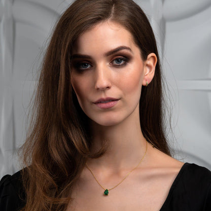 Gold Plated Mini Green Hoop Earrings for Women - namana.london