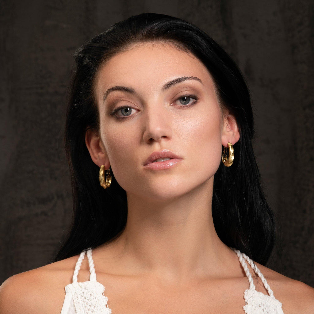 Gold Plated Large Twisted Hoop Earrings for Women - namana.london