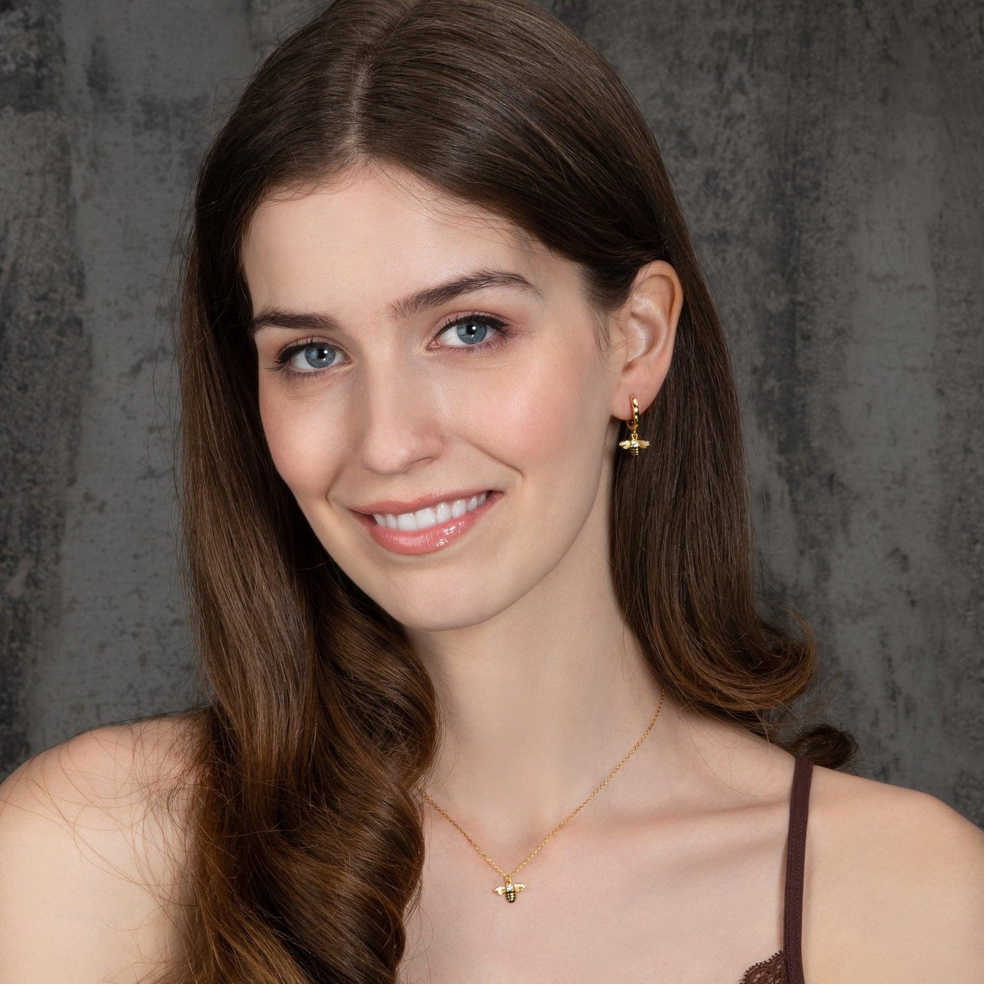 Gold Bumble Bee Hoop Earrings for Women - namana.london