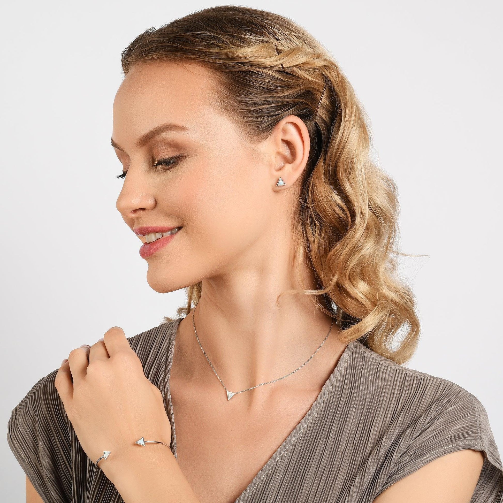 Triangle Opal Pendant Necklace - namana.london