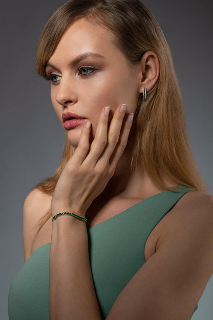 Adjustable Gold Bracelet for Women with Green Stones - namana.london