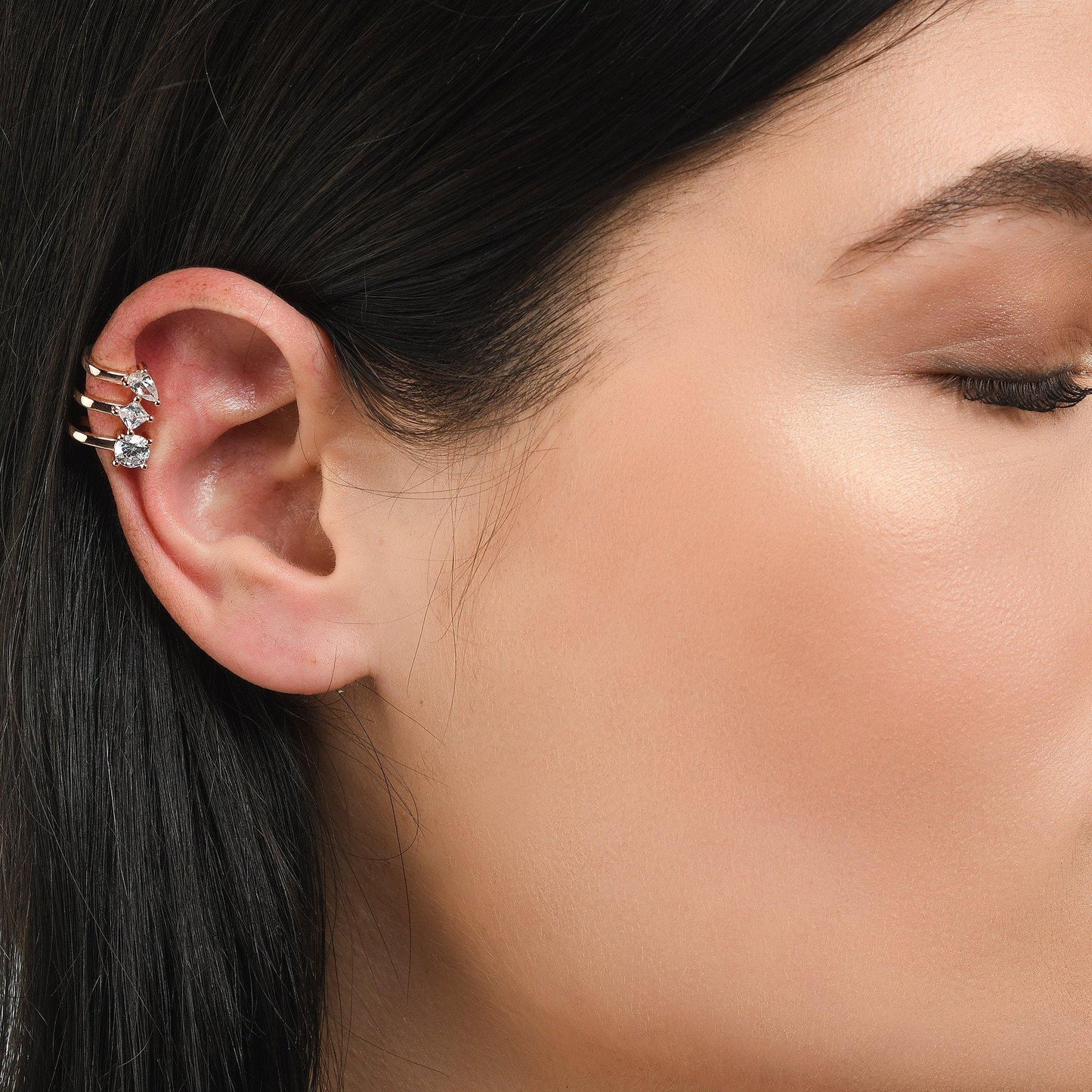 Ear Cuffs with Cubic Zirconia Stones - namana.london