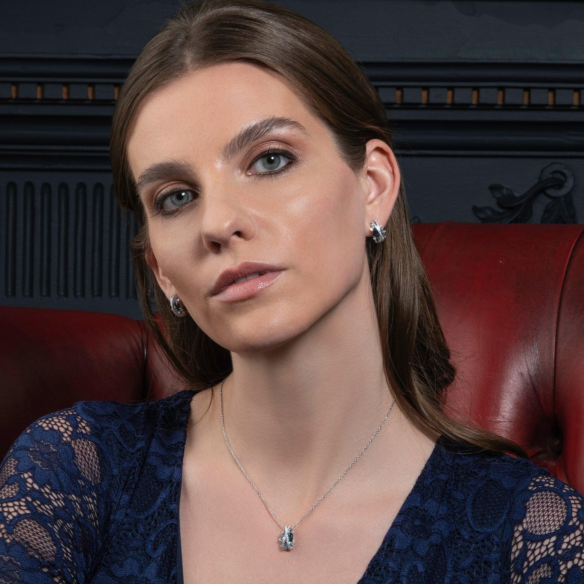 925 Sterling Silver Elegant Blue Pendant Necklace for Women - namana.london