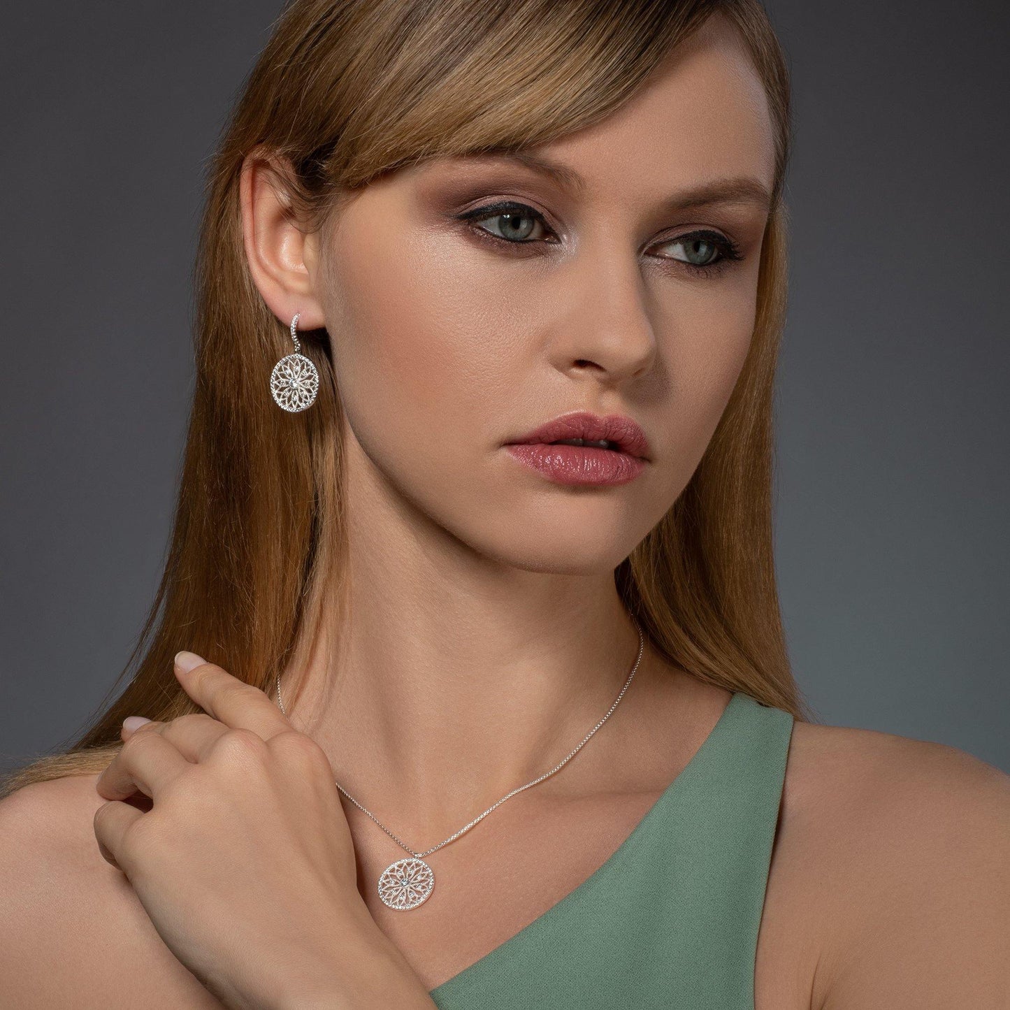 Mandala Arabesque Pendant Necklace with Cubic Zirconia - namana.london