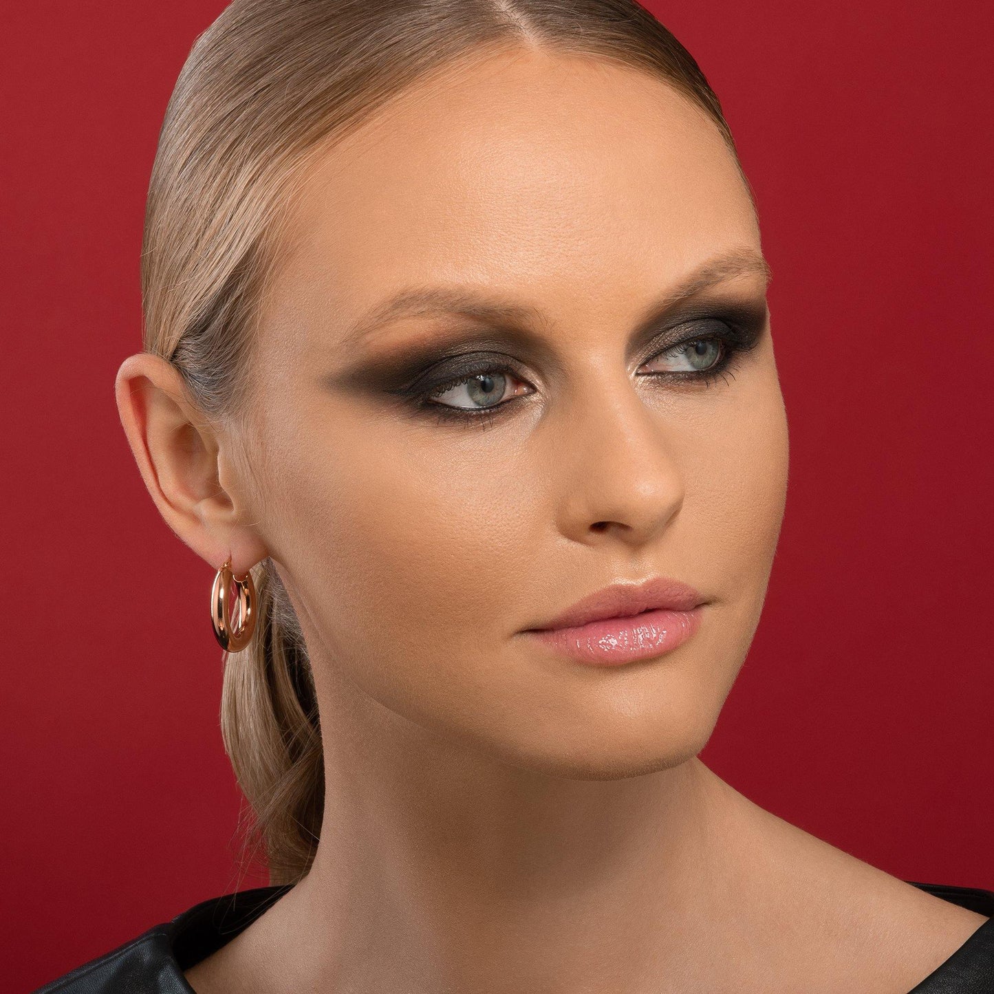 Chunky Rose Gold Hoop Earrings for Women - namana.london