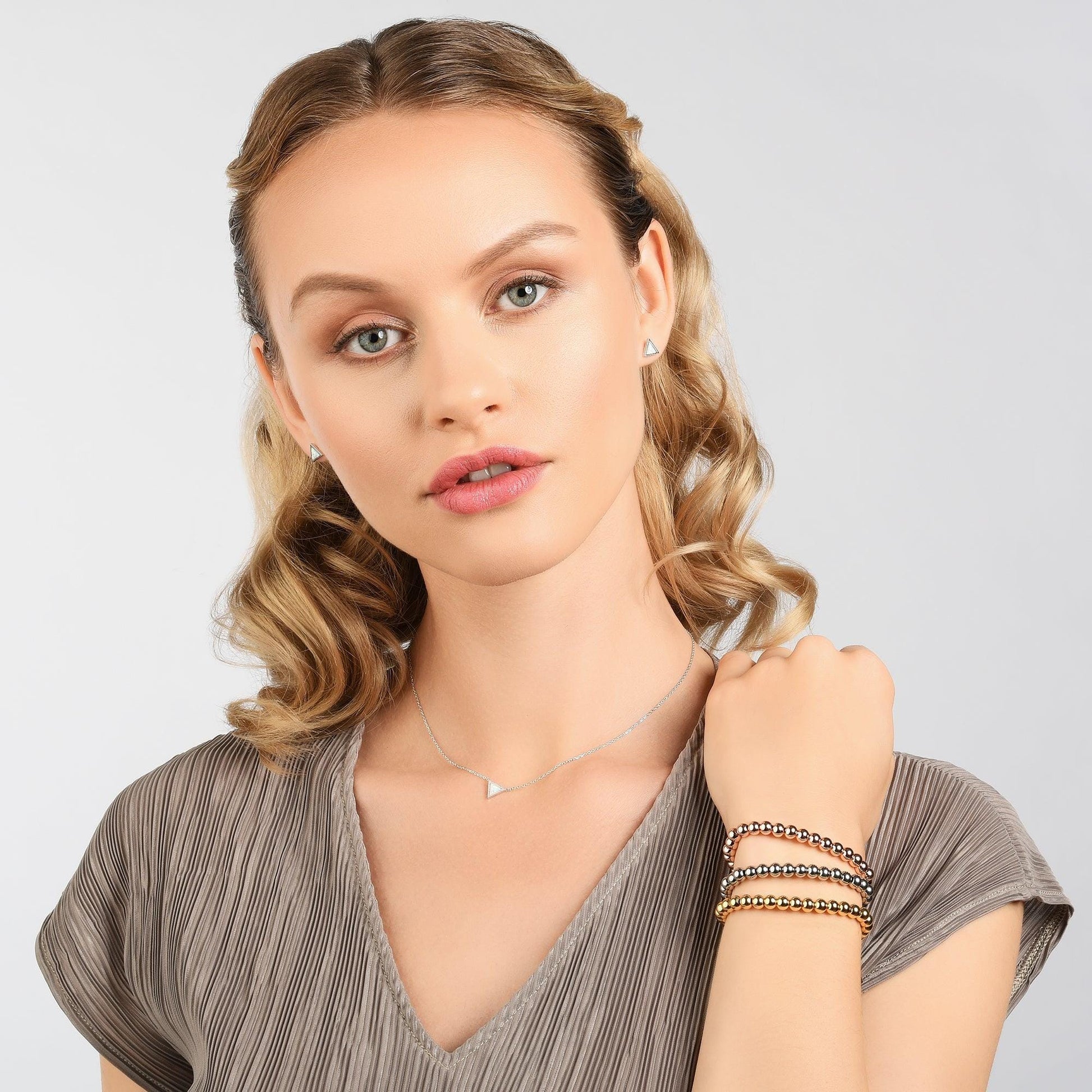 Stainless Steel Bracelet for Women with Metal Beads on Adjustable Black Cord - namana.london